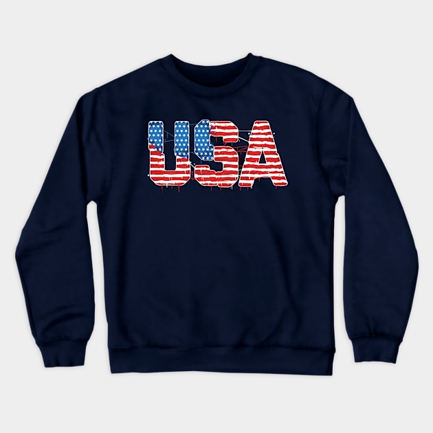 USA flag text Crewneck Sweatshirt by Teefold